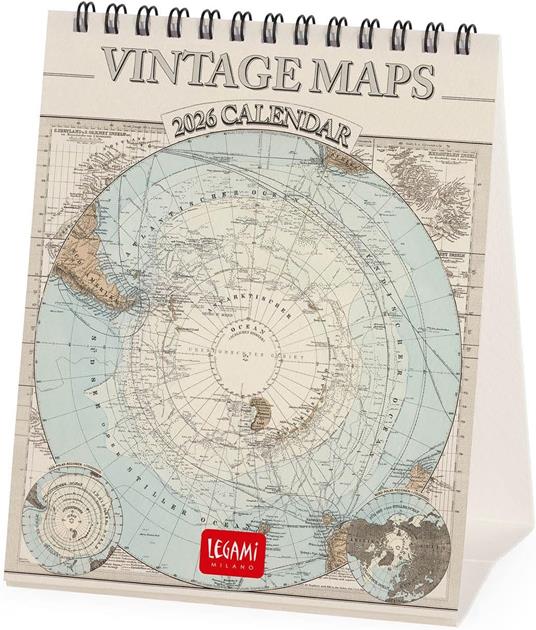 Calendario 2026 da Tavolo  - Vintage Maps - 12 x 14,5 cm