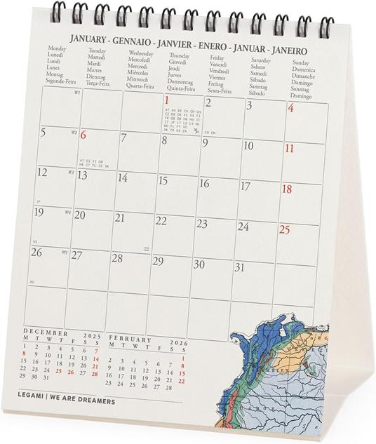 Calendario 2026 da Tavolo  - Vintage Maps - 12 x 14,5 cm - 3