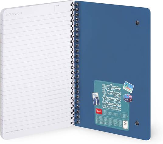 Lined Spiral- Bound Notebook - Spiral Notebook - Large - Travel Stickers - 3