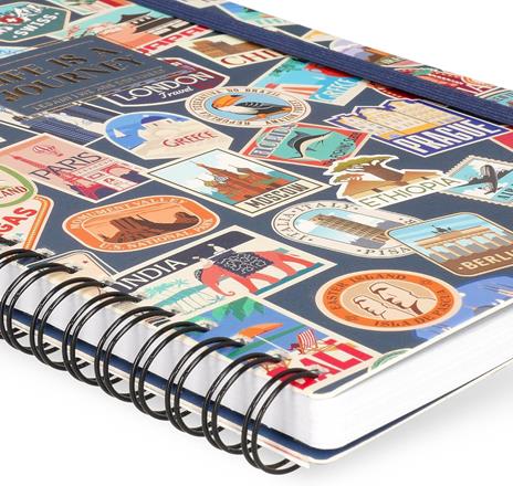Lined Spiral- Bound Notebook - Spiral Notebook - Large - Travel Stickers - 4