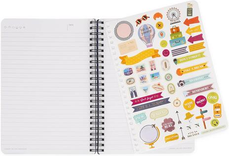 Lined Spiral- Bound Notebook - Spiral Notebook - Large - Travel Stickers - 5