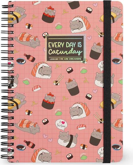 Blocco Spiralato a Righe - Spiral Notebook - Large - Sushi Cat
