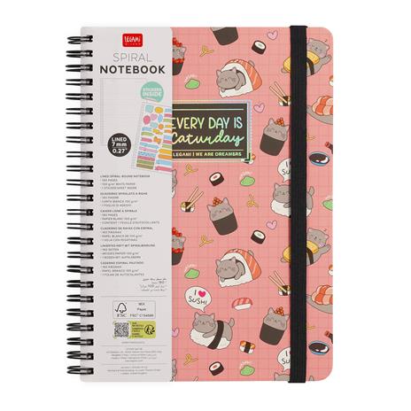 Blocco Spiralato a Righe - Spiral Notebook - Large - Sushi Cat - 7