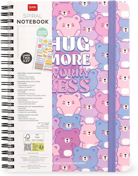 Blocco Spiralato a Righe - Spiral Notebook - Maxi - Teddy Bear - 6