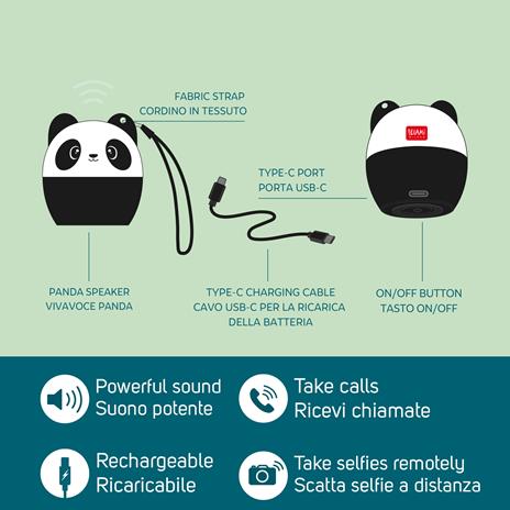 Pump Up The Volume - Mini Wireless Speaker - Panda - 4