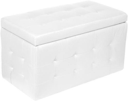 Pouf- contenitore in ecopelle, colore bianco, Misure 84 x 49 x 44 cm -  DMORA - Idee regalo