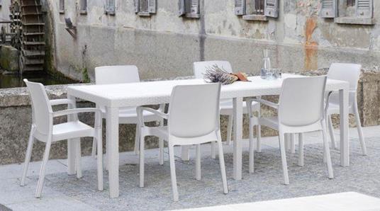 Tavolo rettangolare allungabile da esterno, Made in Italy, colore bianco,  Misure 150 x 72 x 90 cm (allungabile fino a 220 cm) - DMORA - Idee regalo