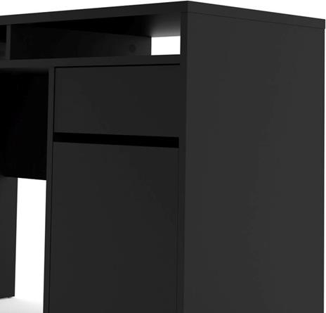 Scrivania lineare con un anta e un cassetto, colore nero, cm 110.2 x 77.4 x 48.2 - 4