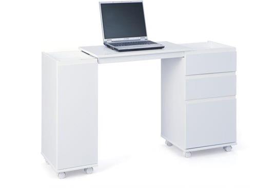 Mobile/scrivania allungabile, colore bianco, cm 66 x 72 x 36
