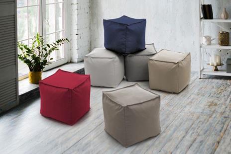 Talamo Italia Pouf Perla, 100% 100% Made in Italy, Pouf quadrato im morbido tessuto, cm 45x45h45, colore Blu