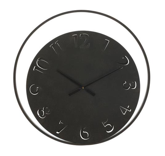 Orologio da parete in metallo, colore nero, Misure 4,5 x 60 x 60 cm