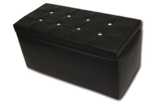 Pouf contenitore in similpelle, colore nero, Misure 90 x 45 x 45 cm - DMORA  - Idee regalo