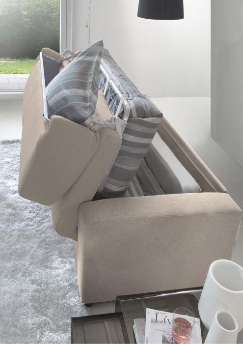 Apertura Girevole con Materasso e Rete Inclusi Colore Beige Talamo Italia Divano Letto Sonia a 3 posti Made in Italy Sofà Soggiorno Cm: 200x95h85 con braccioli Slim e poggiatesta Regolabili