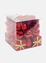 Box 50 pezzi decorazioni natalizie multi-forma, Ornamenti e Puntale, Set assortimento palline di Natale, Scatola set albero di Natale, Da 4 a 7 cm, colore Rosso