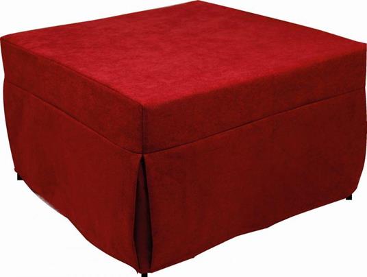 Pouf trasformabile in letto singolo, Made in Italy, Letto pieghevole, Pouf  in tessuto sfoderabile salvaspazio da soggiorno, cm 78x78/195h45, Rosso -  Dmora - Idee regalo