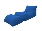Chaise Longue moderna da soggiorno, Made in Italy, Poltrona con poggiapiedi in Nylon, Pouf imbottito per camera da letto, cm 120x80h60, colore Blu