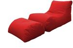 Chaise Longue moderna da soggiorno, Made in Italy, Poltrona con poggiapiedi in Nylon, Pouf imbottito per camera da letto, cm 120x80h60, colore Rosso