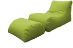 Chaise Longue moderna da soggiorno, Made in Italy, Poltrona con poggiapiedi in Nylon, Pouf imbottito per camera da letto, cm 120x80h60, colore Verde