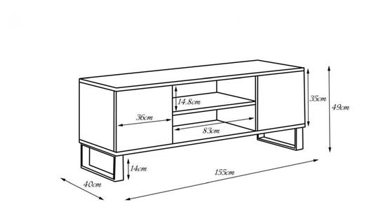 colore Acero Buffet da soggiorno in stile scandi Credenza con piedini Dmora Mobile porta tv con 2 ante e 1 ripiano centrale cm 155x40h50 