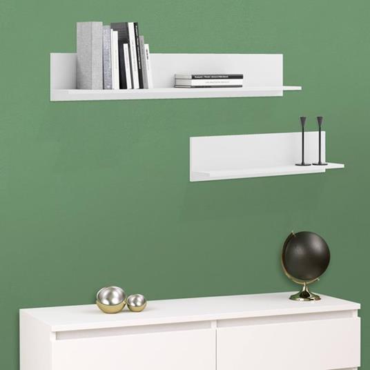 Set di 2 mensole da soggiorno, Scaffale a muro, Ripiano moderno, cm  100x15h18, colore Bianco - Dmora - Idee regalo