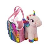 Unicorno Peluche 20 Cm Con Tessuto Glitter In Borsetta Di Pailette Magiche 13X25X20 Cm