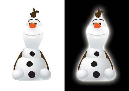 Disney Frozen Olaf luce da notte 3D 15 cm con batteria e pulsante on/off in confezione regalo trasparente