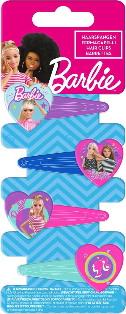 Barbie: Joy Toy - 4 Fermagli Per Capelli Su Cartoncino 5X15 Cm