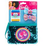 Barbie: Joy Toy - Set 6 Ferma Trecce, 2 Fermagli Per Capelli Con Fiocco Glitterato E Beauty Case Con Paillettes Magiche