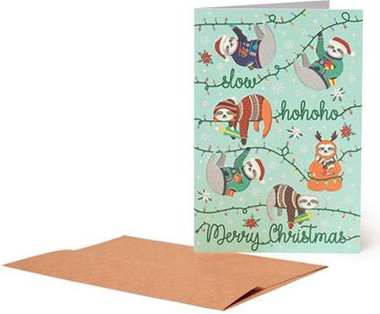 Biglietto auguri Legami Unusual Christmas, Sloths Bradipo - 11,5x17 cm