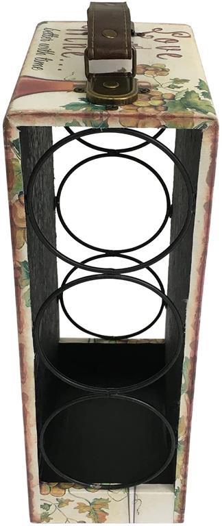 Rebecca Mobili Porta Bottiglie Vino Da Tavolo 3 Vani: Design Vintage Industrial In Legno PU, Marrone E Nero. Già Assemblato!