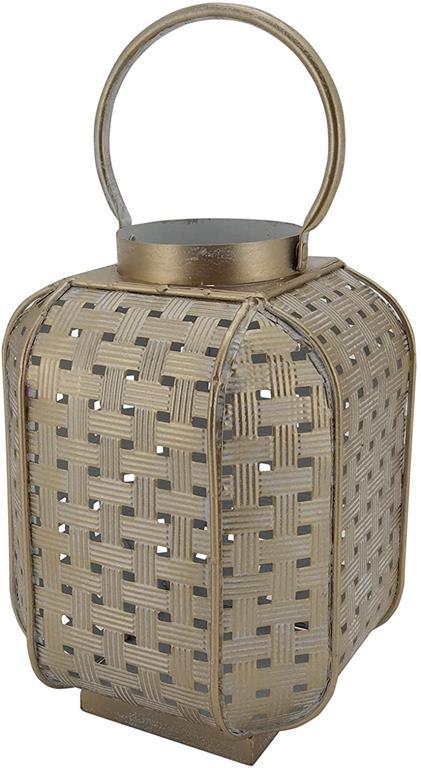 DECORKEY Lanterna decorativa da appendere, stile marocchino, stile vintage, 32,5 cm, lanterna da tavolo, in metallo, portacandele di Natale per patio esterno (verde