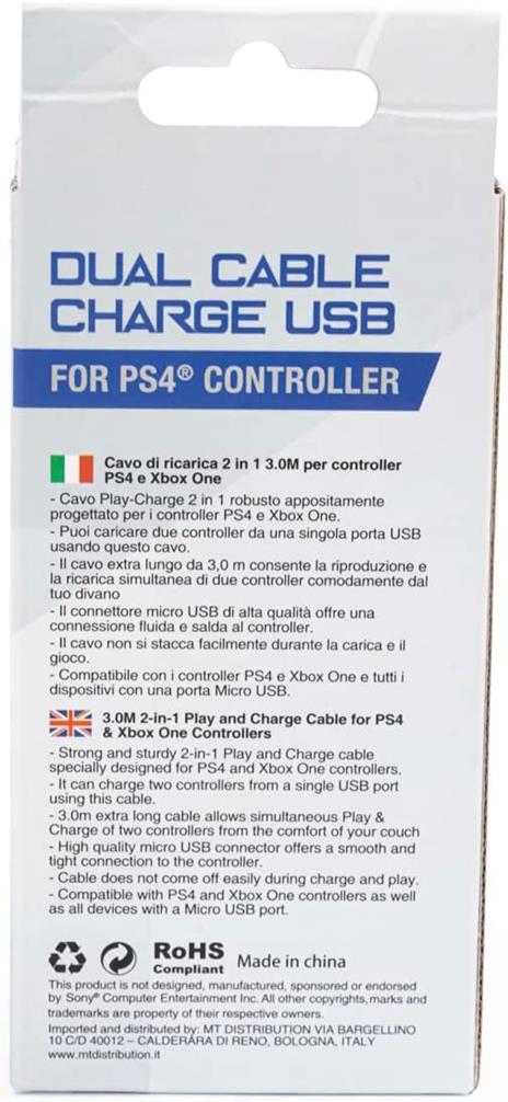 Panthek Dual Cable Charge USB per PS4 - PlayStation 4 - 3