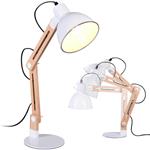 Lampada Tavolo Scrivania Inclinabile in metallo e Legno Luce E27 Design Moderno