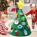 Albero di Natale Giocattolo per Bambini in Feltro con 15 Addobbi Natalizi 70cm