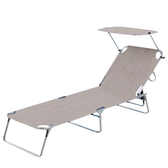 Lettino Pieghevole Da Spiaggia Con Parasole - Comodissimo! Alluminio, Textilene 720gr/m², Regolabile, Per Mare E Piscina - Foto 5
