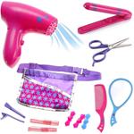 Playset Beuty Parrucchiera Giocattolo Bambini Piastra Phon e Accessori Capelli