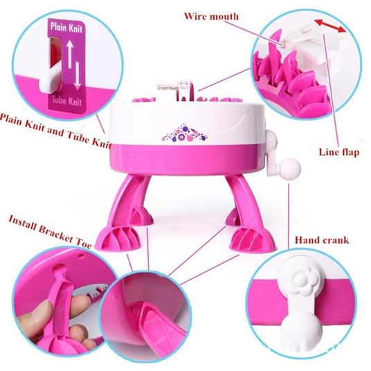 Maglieria Magica con Telaio e 2 Gomitoli Lana e Accessori Giocattolo Bambina - 4