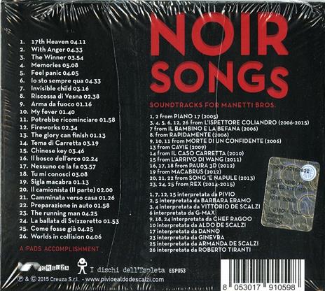 Noir Songs. Soundtracks for Manetti Bros. (Colonna sonora) - CD Audio di Pivio e Aldo De Scalzi - 2