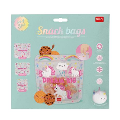 Buste alimentari riutilizzabili. Snack Bags - Set Of 3 Reusable Food Pouches -  Unicorn - 4