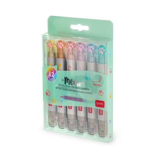 6 evidenziatori pastello a doppia punta - Meow - Kitty - 7