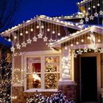 Tenda Luminosa di Natale 184 Led Bianco Caldo Effetto Cascata 300X100H Prolungabile