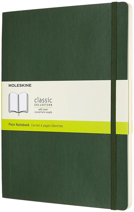 Taccuino Moleskine XL a pagine bianche copertina morbida verde. Myrtle Green