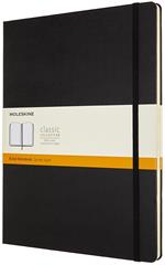 Taccuino Moleskine XXL a righe copertina rigida nero. Black