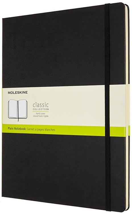 Taccuino Moleskine XXL a pagine bianche copertina rigida nero. Black
