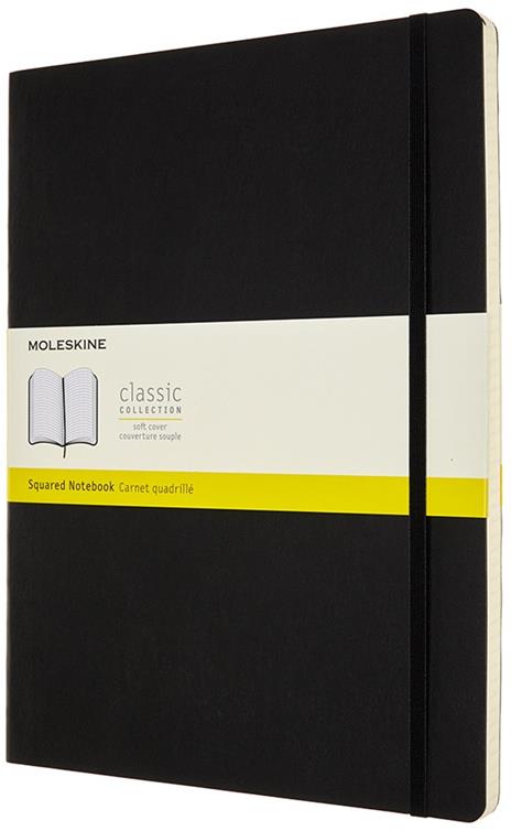 Taccuino Moleskine XXL a quadretti copertina morbida nero. Black