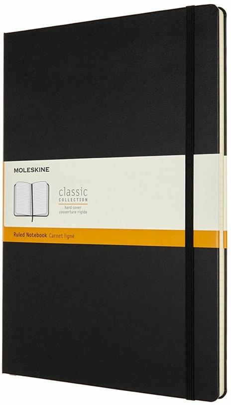 Taccuino Moleskine A4 a righe copertina rigida nero. Black