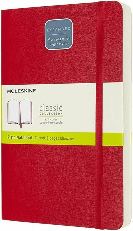 Taccuino Moleskine Expanded Large a pagine bianche copertina morbida. Rosso