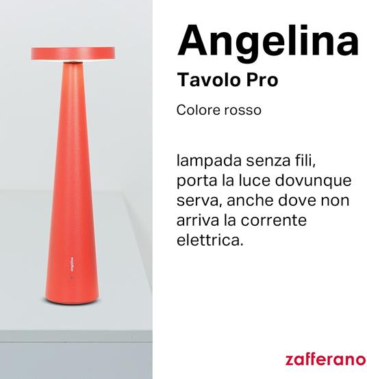 Lampada Angelina Pro Rosso, da tavolo, portatile, a batteria, ricaricabile - 2