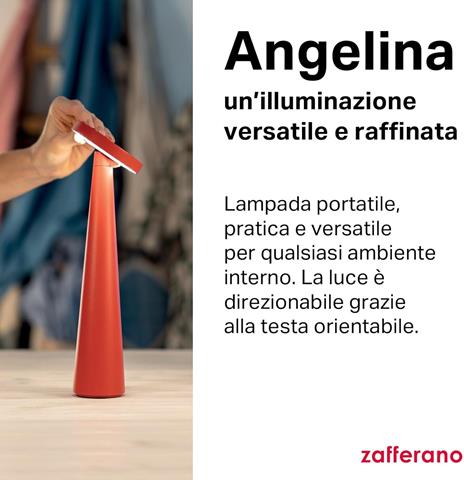 Lampada Angelina Pro Rosso, da tavolo, portatile, a batteria, ricaricabile - 3