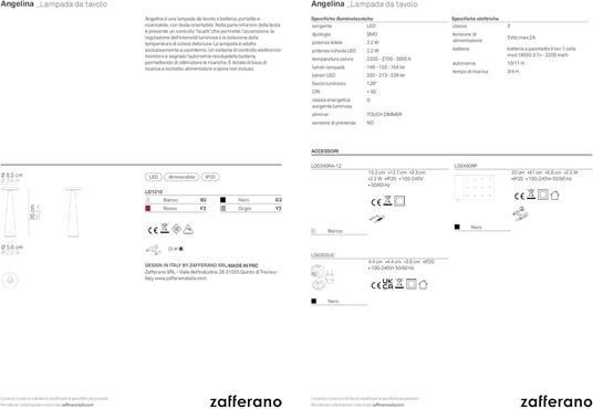 Lampada Angelina Pro Rosso, da tavolo, portatile, a batteria, ricaricabile - 8